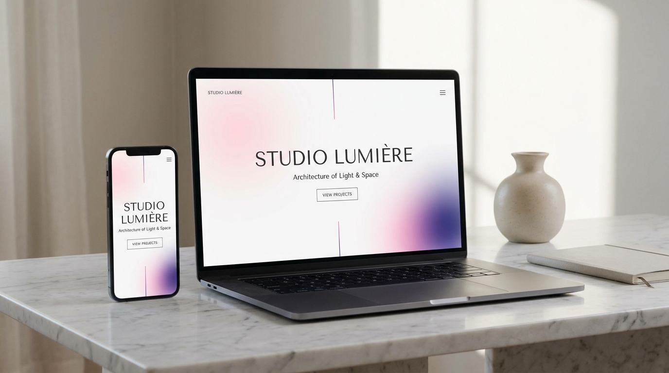Responsive Web design-Mockup einer Landing Page auf Laptop und Smartphone — MarketRamp Landing Page Erstellung